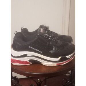 Women's Balenciaga Black Leather and Mesh Triple S Sneakers Size 39 Size 6